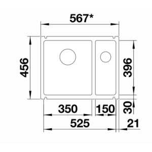 Blanco Subline 350/150-U Ceramic PuraPlus InFino